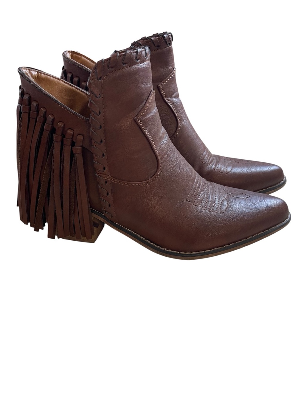 Natural Reflections Keykee Tassel Booties Women’s Size 8 Western Woven Brown